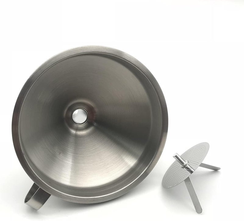 JIUMEI 5 inches 304 Stainless Steel Large Kitchen Funnel with Removable Strainer and 450 Mesh Filter for Filtering Transferring Liquid Powder (450 Mesh and Funnel) - Image 3